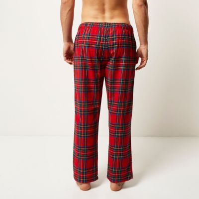 Red tartan drawstring pyjama bottoms